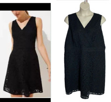 Loft Black Lace Cocktail Dress Womens 22 V-Neck Surplice Sleeveless Lined NWT