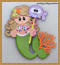 Cute Mermaid Summer Ocean Premade Paper Piecing Embellishment for Pages PCC