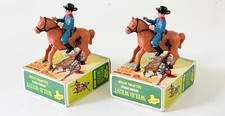 WILD WEST COWBOY RIDING HORSE GALLOPING ACTION WIND UP VINTAGE PLASTIC HONG KONG