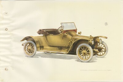 Antique Print of the Panhard Et Levassor Deux Bauqets Car