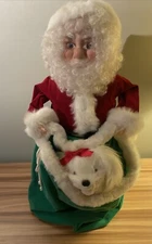 Vintage 24” Animated Santa's Best Santa Claus w/Dog in Bag 1993 - Doesn’t Bark