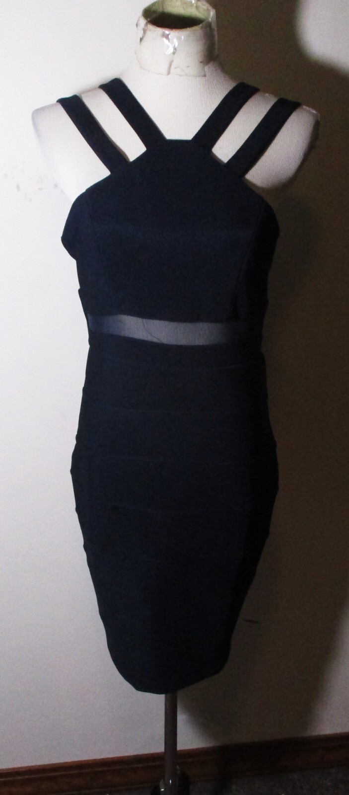EMERALD SUNDAE Navy Blue Stretch Sleeveless Knee Length Dress Size L NWT
