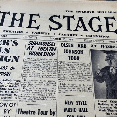 Stage 1958 The Beverly Sisters. Tommy Trinder. Rosemary Squires. Diana Dors