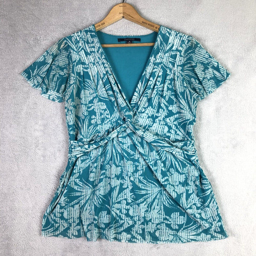 Y2K 2000s Top Aqua Mesh Fairy Grunge Babydoll Twist Knot Flutter Womens Medium