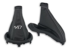 SCHALTMANSCHETTE HANDBREMSSACK FUR ALFA ROMEO 147 2000-2004 STICKEREI WEISS