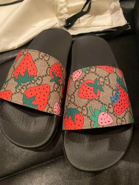 GUCCI Sandals Strawberry Pattern 23cm Size 35 Brown Red eBay