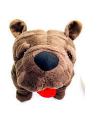 Dan Dee Dark Brown Bulldog 12" Puppy Dog Plush Red Collar With Heart 2017