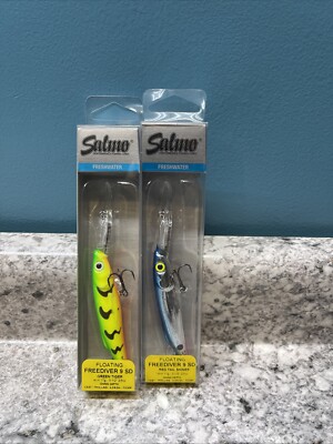 salmo freediver 9 sd floating lure 3.5'' 2/5oz Green Tiger & Red Tail Shiner
