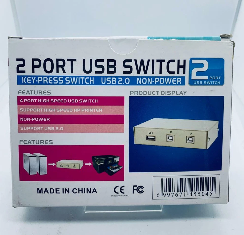 2 Port USB 2.0 Sharing Manual Switch Box Hub 2 PCS Share NON-POWER UK  - Image 2 of 4