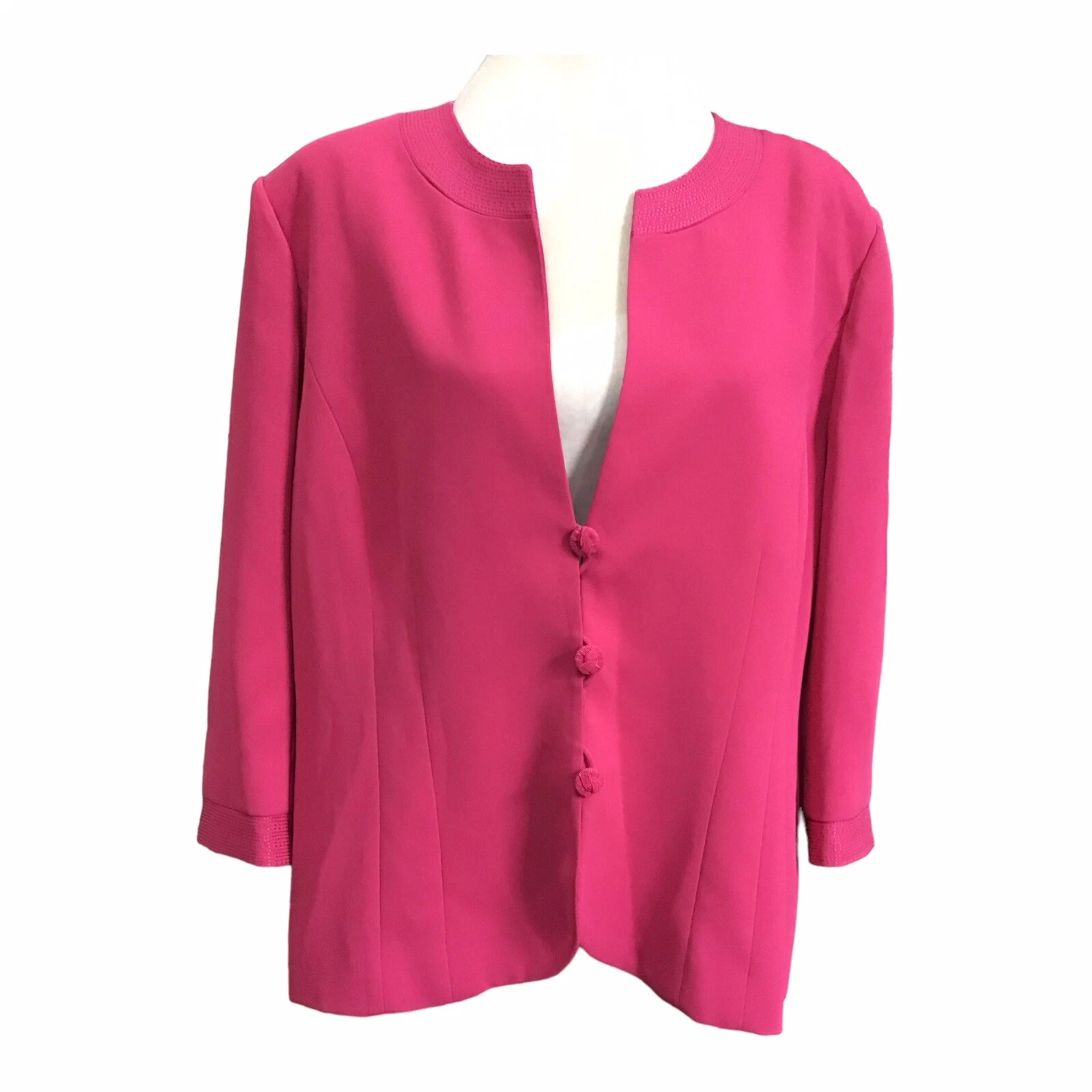 Jacques Vert Raspberry Pink 3/4 Sleeves Jacket Size 20 Length 25” Away