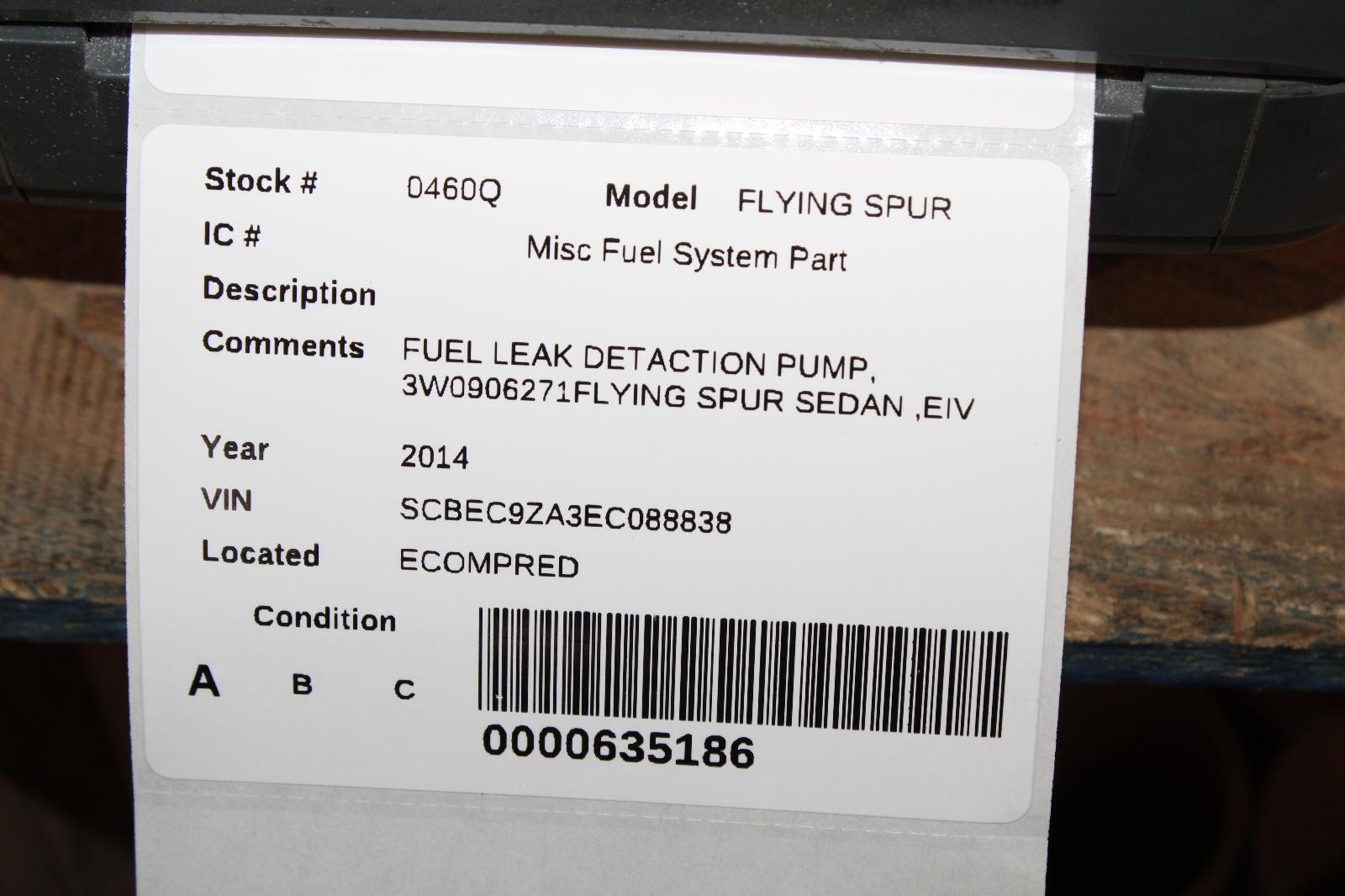 13-18 Flying Spur Gasoline Gas Fuel Emission Leak Detection Pump Assembly OE WTY
