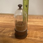 Wood Toothpick Holder Dispenser w/ Clear Plastic Dome Cover, Round Brown/Clear — photo 2