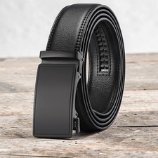Genuine Leather Mens-Ratchet Belt Belts For Men Adjustable Automatic Buckle
