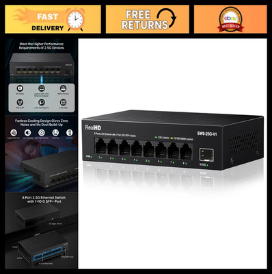 8-Port 2.5G Ethernet Switch | Unmanaged Network Switch | 10G SFP+ | Plug & Play