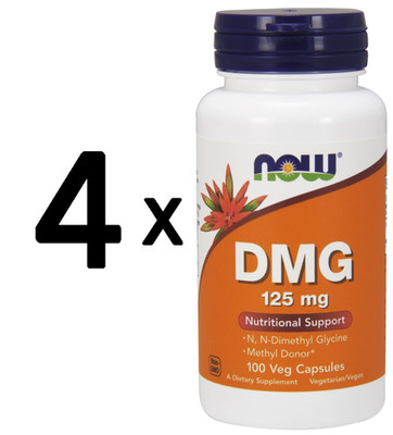 4 x NOW Foods DMG, 125mg - 100 vcaps (305,28 EUR/kg)