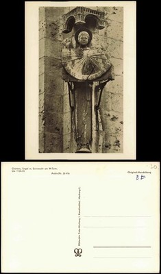 Chartres Kathedrale von Chartres Engel m. Sonnenuhr am W-Turm 1950