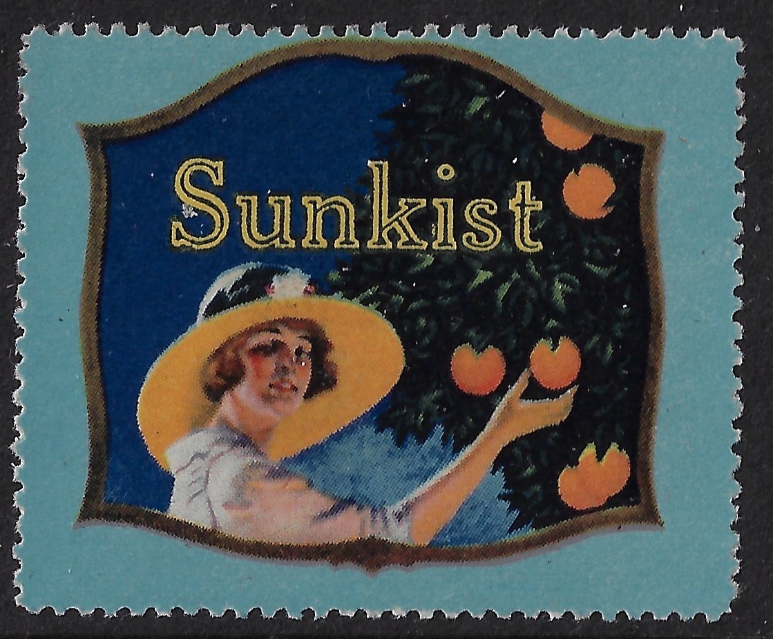 US advertising stamp, Sunkist Oranges, ca. 1915. Perforated, OG, VF	 (a8166