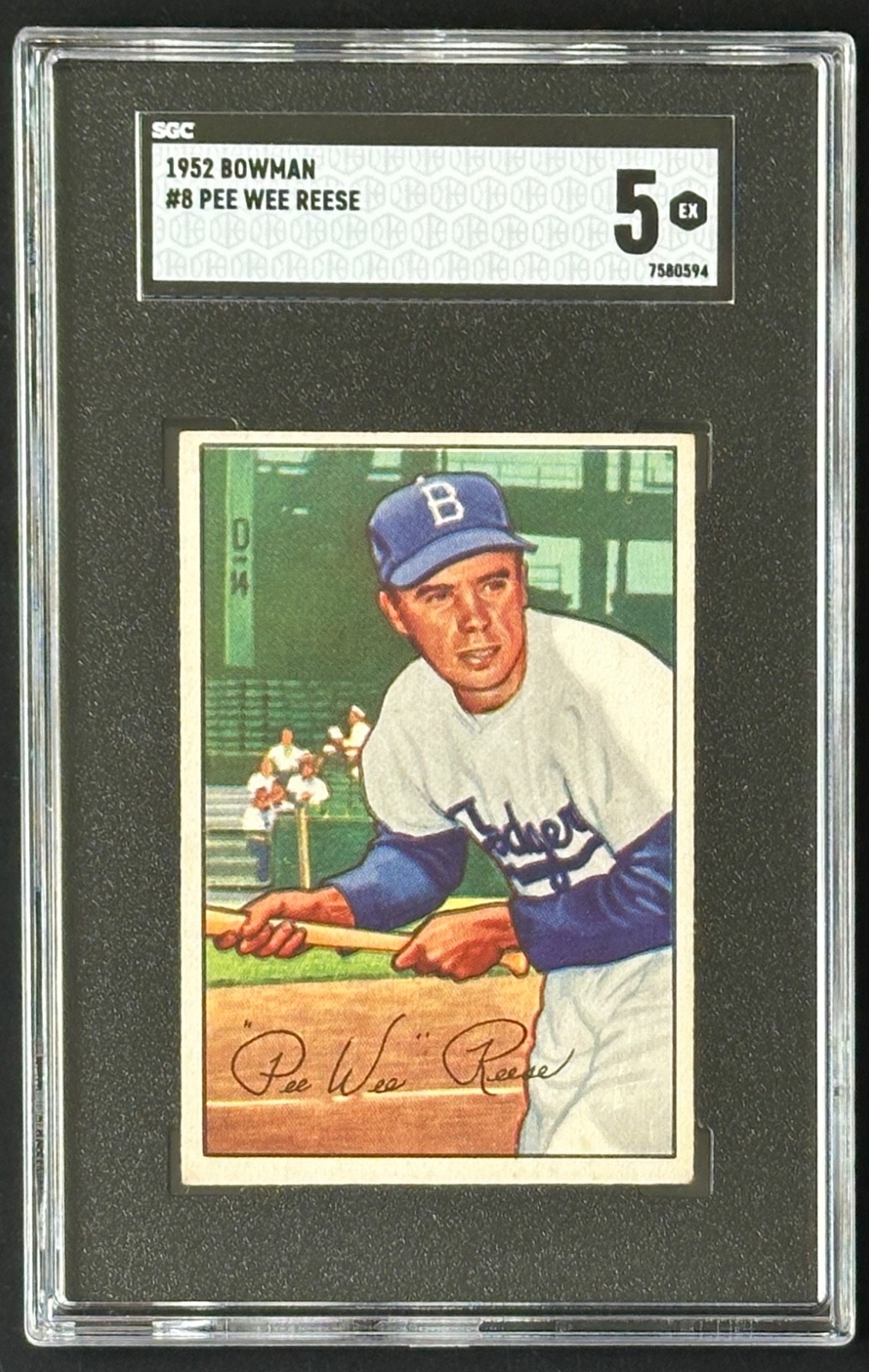 1952 PEE WEE REESE Bowman #8  - Brooklyn Dodgers SGC 5 EX