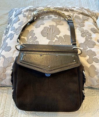 Yves Saint Laurent Rive Gauche Black Shoulder Bag with Metal