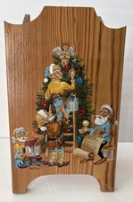 Hand Painted Elves Christmas Sled Wooden Stepping Stool Signed By Wood & Stuff