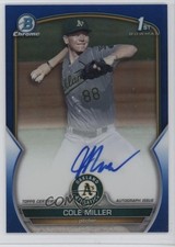 2023 Bowman Draft Chrome Prospect Blue Refractor 130/150 Cole Miller Auto v8j