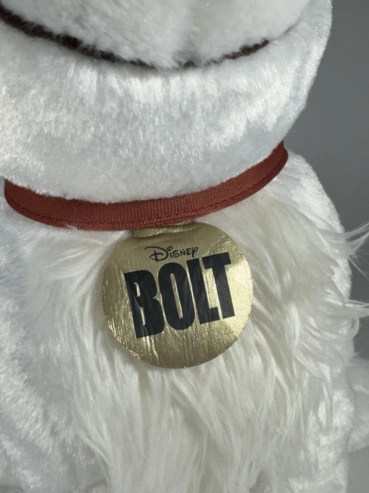 Disney Parks Bolt 13" Plush White Dog Stuffed Animal Sitting Embroidered Eyes - Image 3 of 4