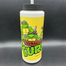 Vintage 1988 Teenage Mutant Ninja Turtles TMNT Water Bottle w/ Straw Betras