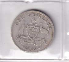 AUSTRALIAN: 1916M PRE-DECIMAL KGV SILVER (1/) SHILLING CIRCULATED COIN #LFW67/8
