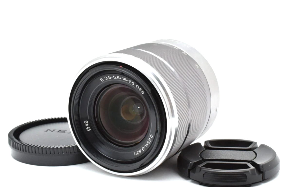 Sony E 18-55mm F/3.5-5.6 SEL OSS SEL1855 Silver w/Caps Zoom Lens