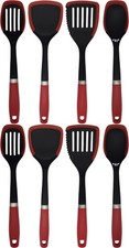 Set of 8 Useful Kitchen Tools - Silicone Scratch and Heat Large, Black 