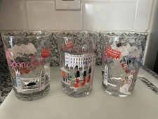 Three Anthropologie Libby VanderPloeg London Skyline  Juice Glasses