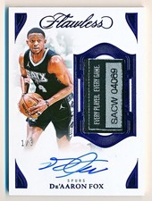 2024-25 Flawless De'Aaron Fox Vertical Blue Tag Patch Auto #VPA-DFK (1/3)