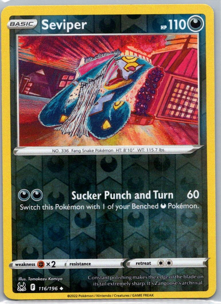 Pokemon TCG Seviper 116/196 Lost Origin Rev Holo NM