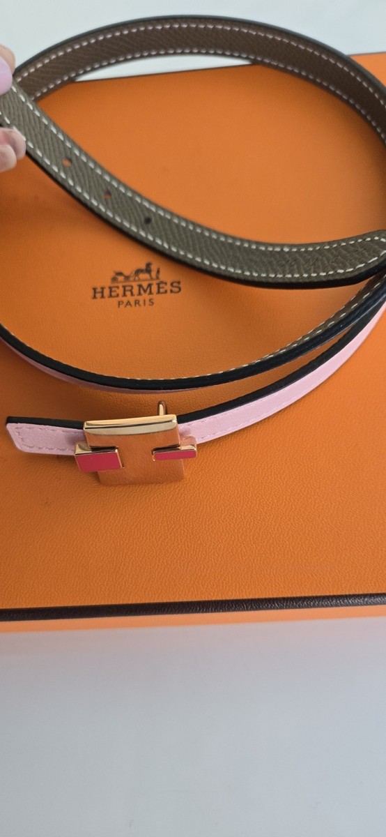 Hermes 13mm Belt 70 - Rose Sakura & Etoupe Reversible - Rose Gold Hermes 13mm Belt 70 - Rose Sakura & Etoupe Reversible - Rose Gold