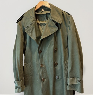 #ad US.ARMY Trench Coat Vintage Overcoat Hooded Size: Small Cotton OD7 Used $56.00