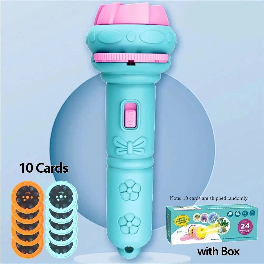 Cartoon Projection Flashlight Toy 80 Patterns Kids Bedtime Story Projector