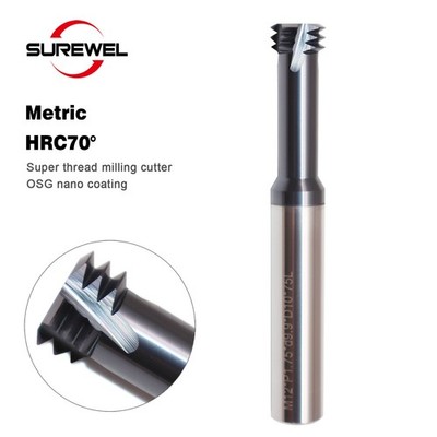 HRC70 Carbide Spiral Milling Cutter CNC Tool M1 to M16 Thread EndMill Router Bit
