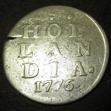 Magic Key Date 1776 Date of Independence! Colonial New York Silver Lion Dime Hol