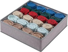 Cubi Portaoggetti Pieghevole Cassetto Organizzatore Biancheria Intima Divisori, 24 Celle, Grigio 