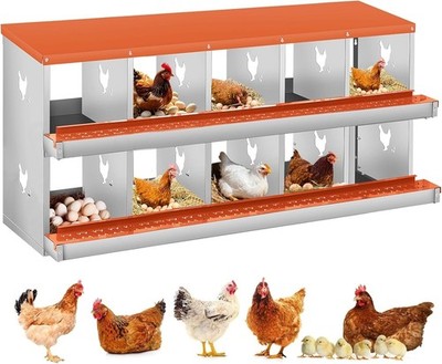 Chicken Nesting Box, 10 Compartments Nesting Box,2-Tier Chicken Egg Laying Box