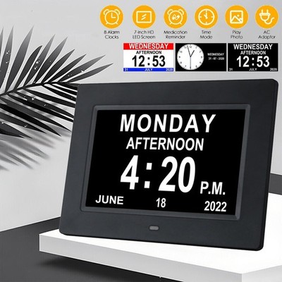 7 Zoll Elektronische Tag Datum Kalenderuhr Digitaluhr LCD-Display-Wecker Wanduh