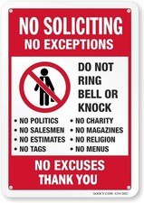 No Soliciting Sign, Funny Decor for House Door Office Business Yard,Metal