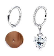 2Pcs Belly Button Rings for Women Surgical Stainless Steel Clicker Belly Ring...
