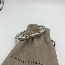 David Yurman Cable Buckle Bracelet 925 Sterling Silver 18K Gold Signed