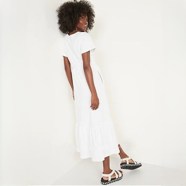 deep back knitted dress Wool-blend check-knit open-back dress
