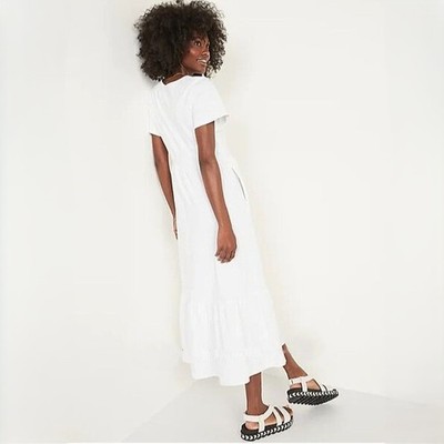 Old Navy Short-Sleeve Tiered Slub-Knit Midi Swing Dress in White and size M NWT | eBay Old Navy Short-Sleeve Tiered Slub-Knit Midi Swing Dress in White and size M NWT | eBay