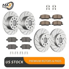 Front and Rear Slotted Disc Brake Rotors Pads Kit for Chevrolet Malibu 2016-2020