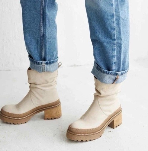 Free People Women's White & Brown Soul Mel Slouch Boot 7 | eBay UK