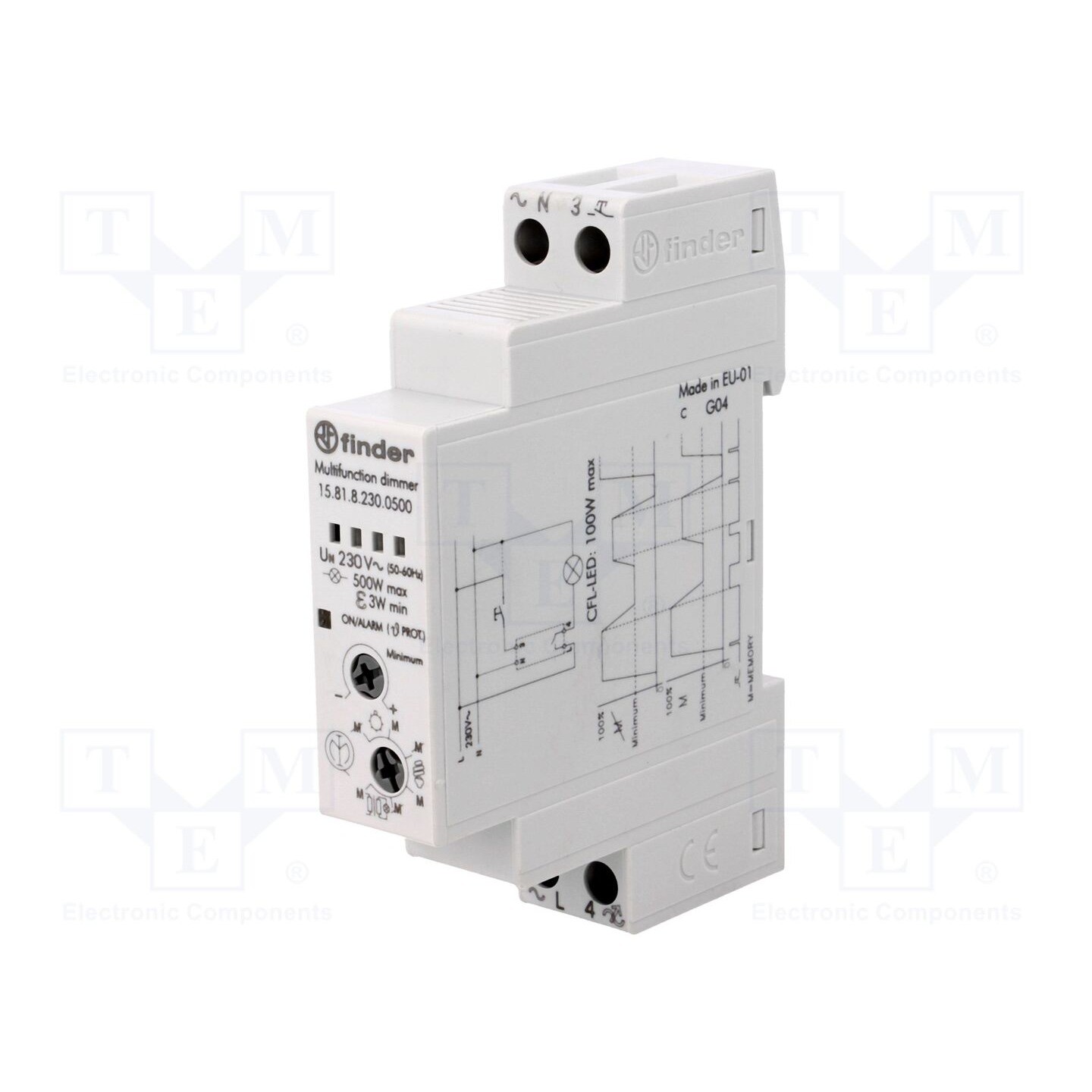 Finder Light Electric Dimmer Linear, Railm. 230V Ac, Max.500w, 50/60Hz 158182300500 - Image 2