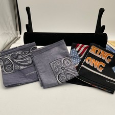 Lot of 4 Cotton Bandanas Paisley Gray USA Flag Graphic 22x22 Western Biker NWOT